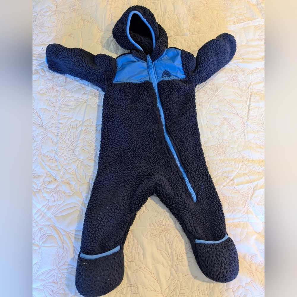 Cozy Navy Blue Sherpa Footed Jumpsuit, Size 12 Months